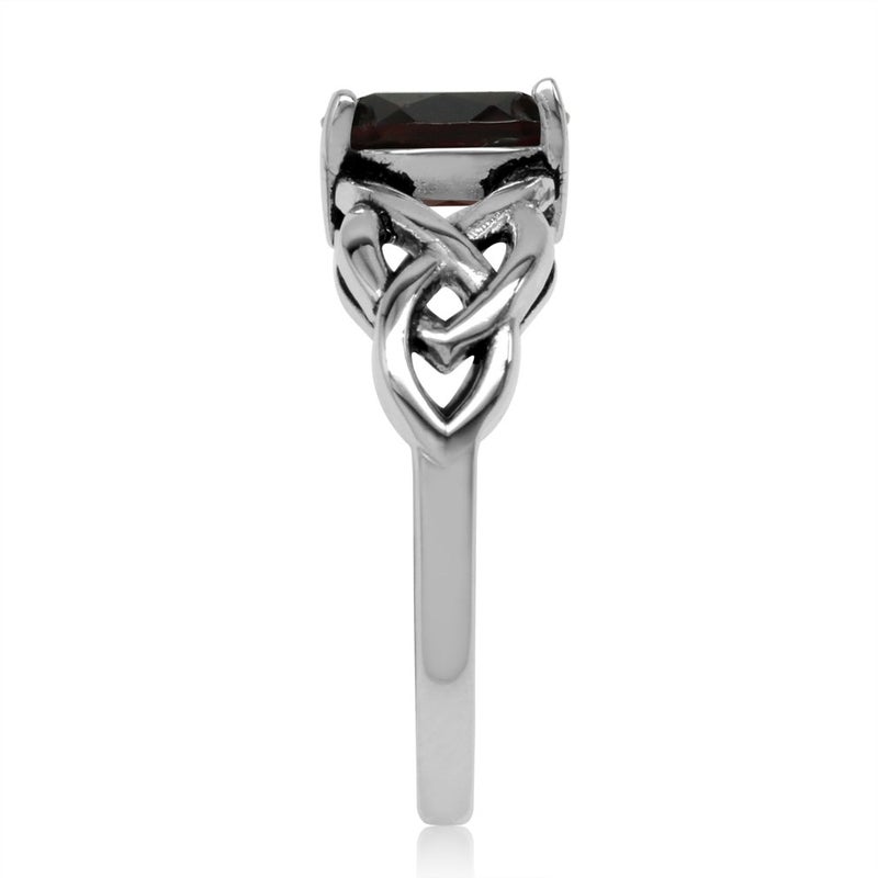 Silvershake 1.4ct. 8X6mm Natural Oval Shape Garnet 925 Sterling Silver Celtic Knot Solitaire Ring Size 6.5 - Image 3